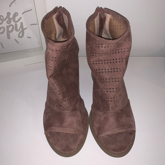 Suede Open Toed Booties - Picture 1 of 2